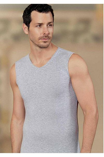 Şahinler Men's Gray Lycra Athlete V-Neck Undershirt New Season (6 Economical Package)
