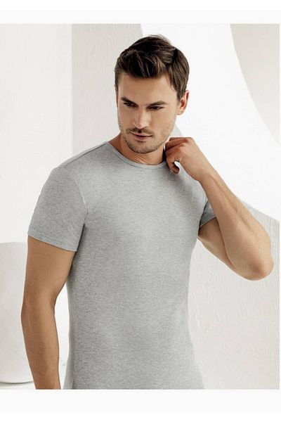 Şahinler Gray Rib Tank Top M - Short Sleeve, Crew Neck, New Season