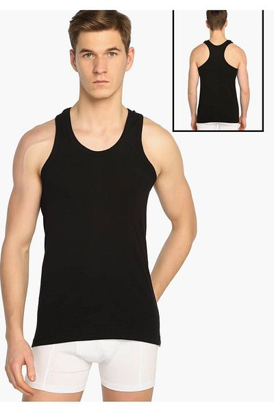 Tutku Men's Black Men's Ribbed Sports Athlete Elf568tccm New Season (2 Economical Package)