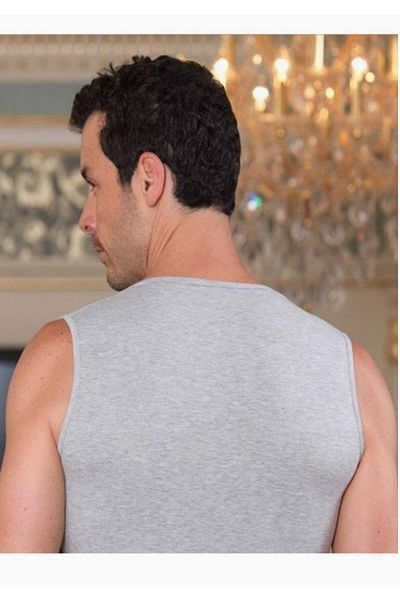 Şahinler Men's Gray Zero Sleeve V-Neck Lycra Single Jersey Undershirt M New Season