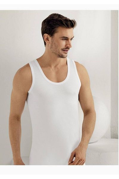 Şahinler Men's White Wide Strap Combed Cotton Undershirt M New Season