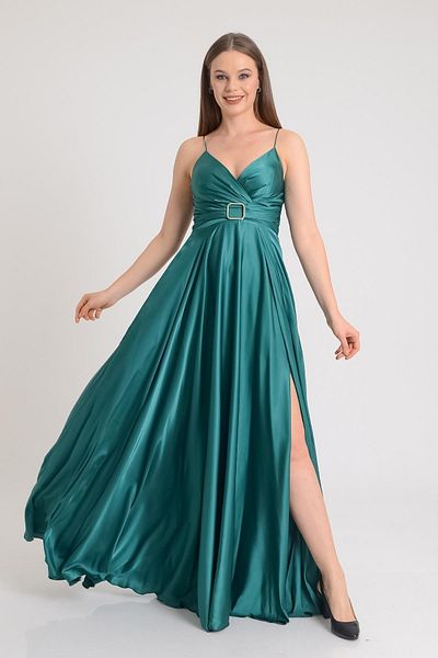 SpringStore Rochie de seara cu catarama cu curea din frânghie de smarald
