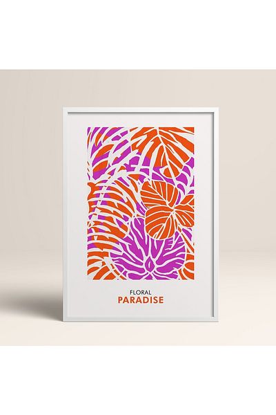 HOMEPACK Tablou cu rame din lemn alb Poster cu rame Decor artistic modern de perete (FLOWER250-WHITE-50X70)