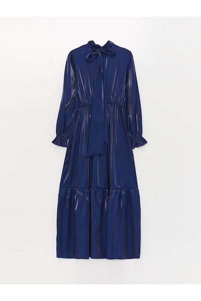 LC Waikiki High Collar Straight Long Sleeve Satin Women's Dress