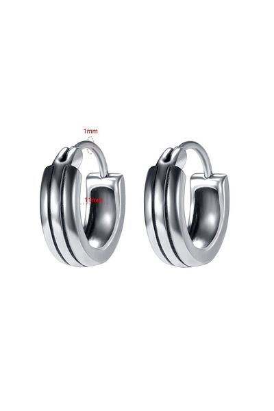 Viking Striped Classic Design Flat Hoop Model 316L Steel Men's Earrings