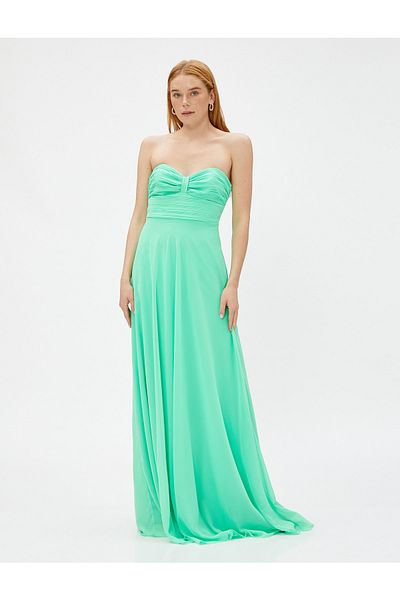 Koton Strapless Chiffon Evening Dress