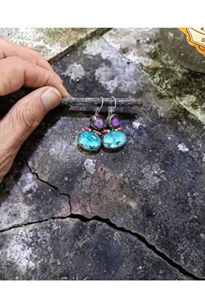 Gümüşhanesi Ametist Ve Aqumarin Taşlı Küpemiz