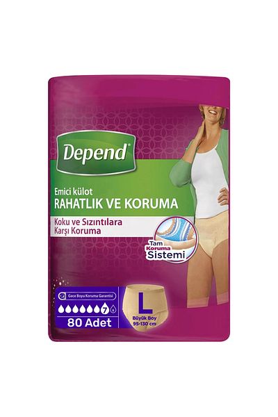 Depend Patient Diaper Absorbent Panties Large Size Large Size 80 Pieces 95-130 Cm