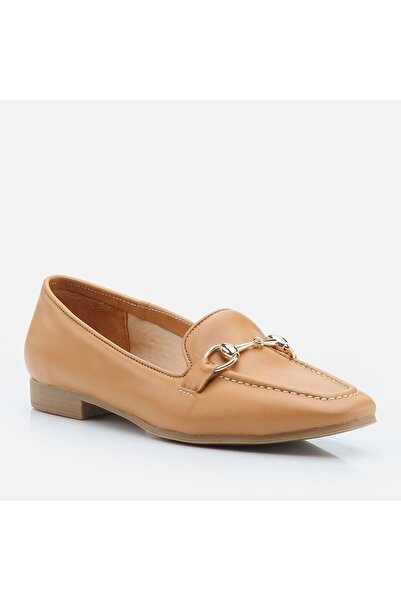 Hotiç Genuine Leather Natural Women's Loafer
