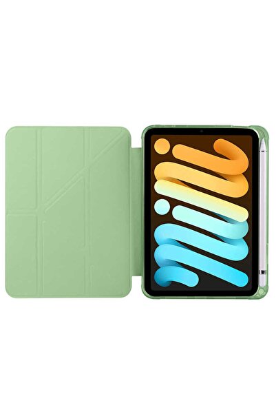 Gpack Apple iPad Mini 2021 6.Nesil Uyumlu Kılıf Standlı Katlanabilir Pu Silik...