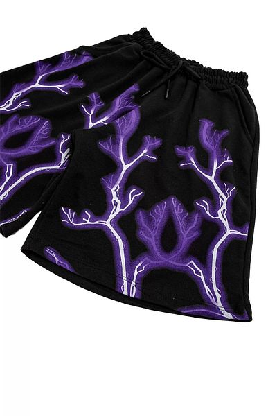 Bak Moda Μαύρο σορτς Unisex με στάμπα Lightning v2