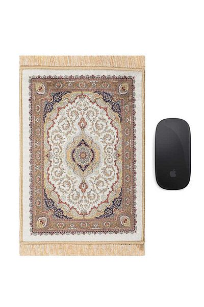 Bursa İpek White Decorative Small Carpet Mousepad