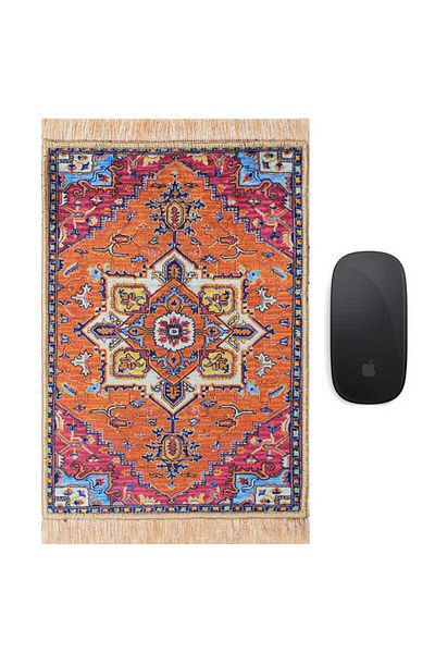 Bursa İpek Orange Decorative Small Mousepad - Carpet Design