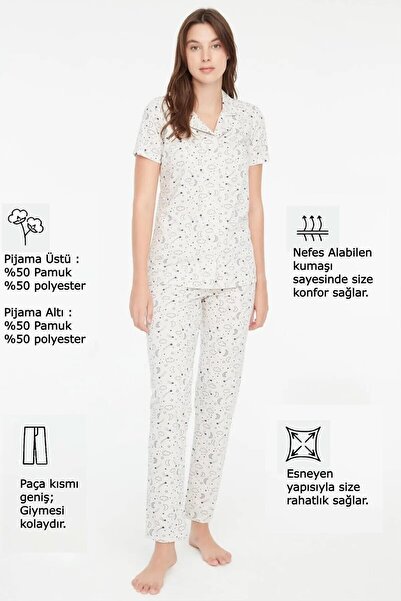 Mod Collection Mod 3866 Sweat Dream Boydan Düğmeli Gömlek Pijama Takım