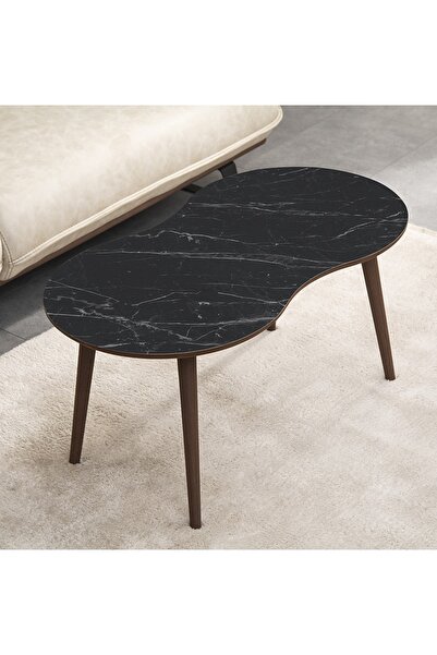 vovvahome MOON MDF AHŞAP ORTA SEHPA - SİYAH MERMER DESENLİ