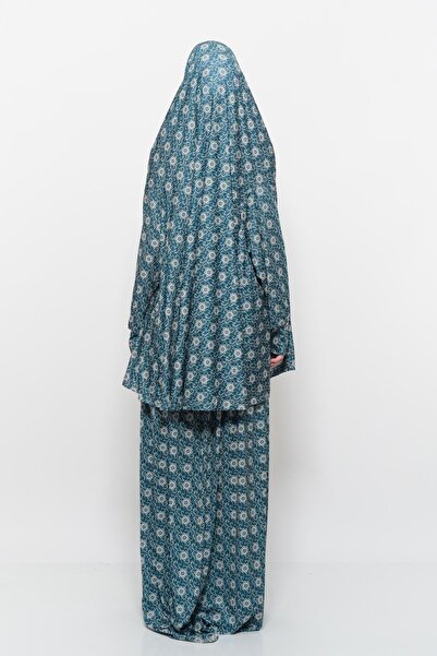 Altobeh Πρακτικό φόρεμα προσευχής Hijab δύο τεμαχίων με μανίκια νυχτερίδας με στάμπα ηλίου με μαντίλα Lycra 992-0315