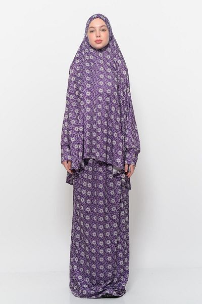 Altobeh Πρακτικό φόρεμα προσευχής Hijab Lycra με μανίκια νυχτερίδας με μοτίβο ήλιου 992-0318