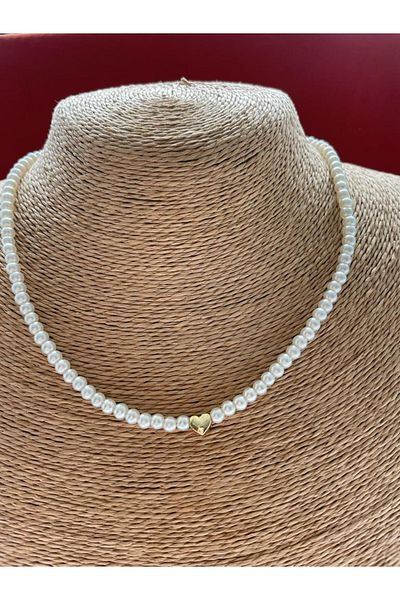 Girift Vintage Pearlove Heart Figured Pearl Necklace Pearl Bracelet 2-Piece Lover Gift Daily Stylish Jewelry Set