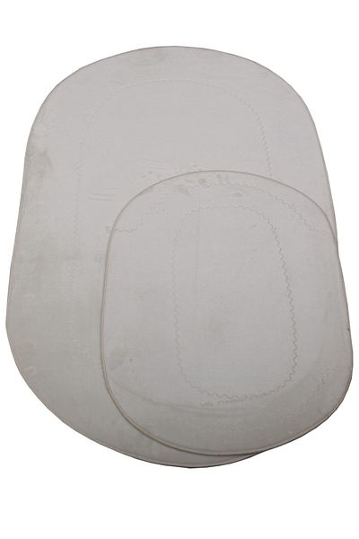 Teksev Rixos Cream 3-Piece Bathroom Rug Mat Set Non-Slip Leather Based Machine Washable Toilet Seat Set