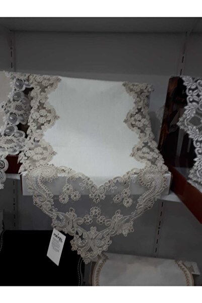 erayceyiz Çeşitli Yemek Masası Takımı 26 Parça Fransız Güpür Gardenya Kumaş R...