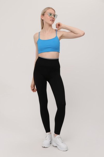 KRAVEN Black Gray Ribbed Extra High Waist Compressive Sports Yoga Tights