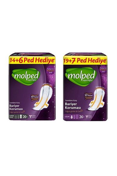 Molped Super Night Super Night 20 Pieces + Supernight Long 26 Pieces Hygienic Pads