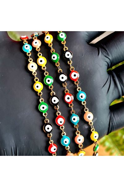 Singincraft Gold Color Steel Anklet with Evil Eye Bead Figure (1 Piece) (24 5CM) (HANDMADE DESIGN PRODUCTS)
