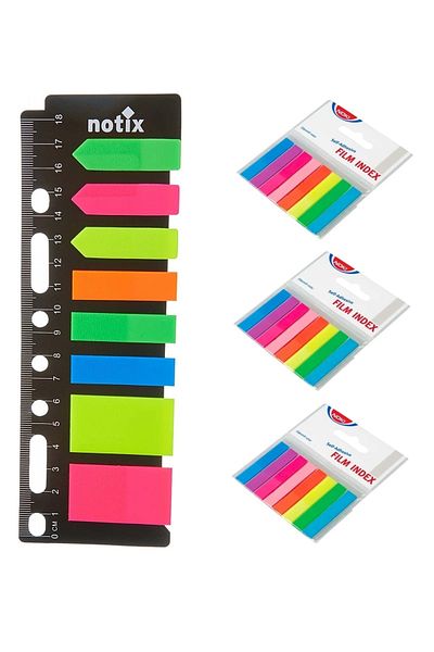 Noki 3 PCS Index Film Marker Tape 8 Color No:12401 AND 8 Pieces NOTIX Post-it Set