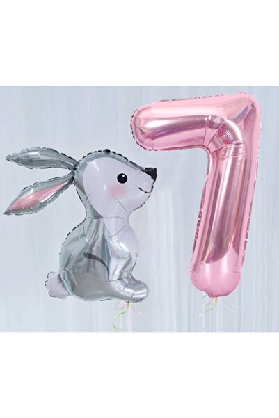 Parti Station مجموعة بالونات أرنب وردي بعمر 7 سنوات، مجموعة من رقائق الفويل، ...