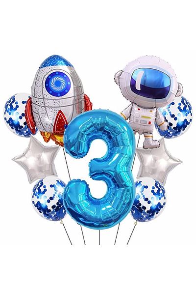 Parti Station Space Cosmic Galaxy Astronaut Rocket 3 Year Old Balloon Set Space Astronaut Concept Birthday Set