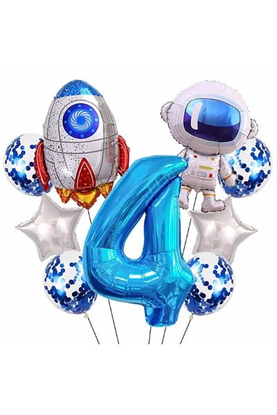 Parti Station Space Cosmic Galaxy Astronaut Rocket Age 4 Balloon Set Space Astronaut Concept Birthday Set