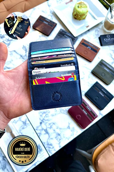 CüzCan Rixe Antik Lacivert Unisex Hakiki Deri Kartlık Cüzdan ( Ultra Ince) Ki...