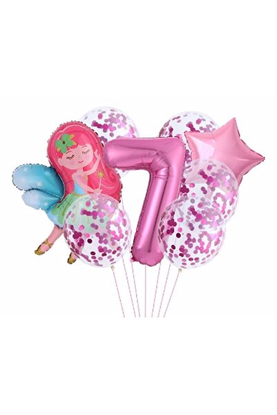 Parti Station مجموعة بالونات Fairy Girl Star بعمر 7 سنوات، مجموعة من رقائق ال...