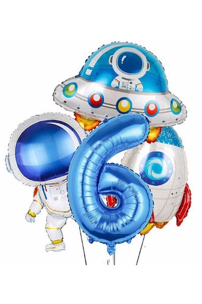 Parti Station Space Astronaut Spaceship Rocket Age 6 Balloon Set Space Astronaut Concept Birthday Set