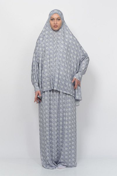Altobeh Πρακτικό φόρεμα προσευχής Hijab Lycra με μανίκια νυχτερίδας με μοτίβο ήλιου 992-0308