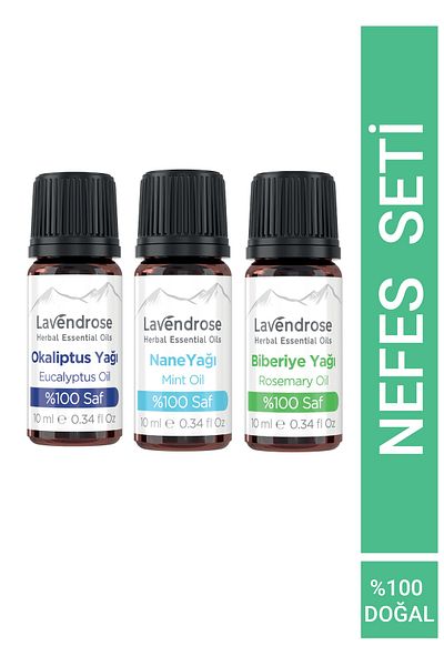 Lavendrose مجموعة التنفس النقي 100% - الأوكالبتوس وإكليل الجبل وزيت النعناع