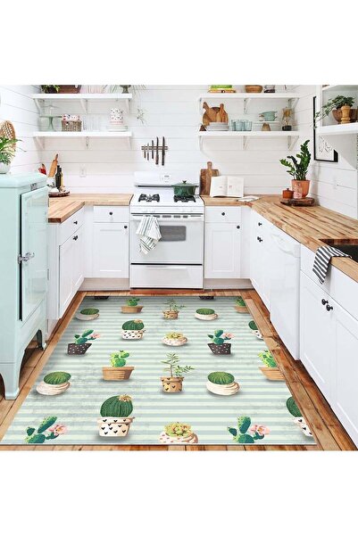Minimal Maison Kaktüs Figürlü Dekoratif Mutfak Halısı