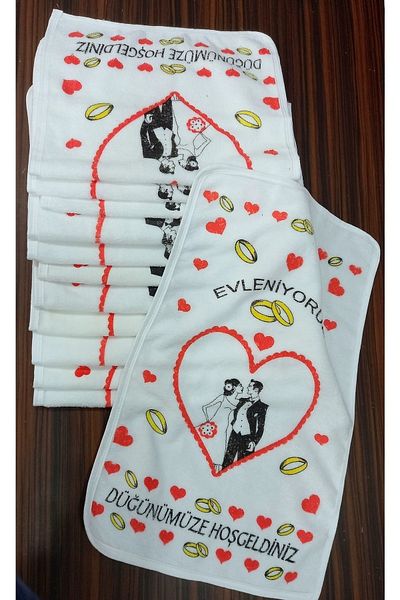 yörük tuhafiye Wedding Towel White 12 Pieces (40x60 Cm) Quality Velvet Towel