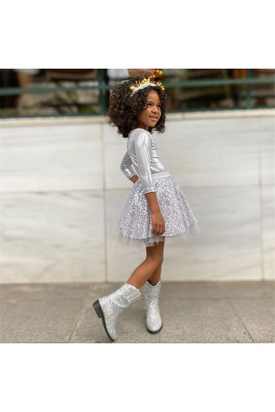 Baby DS Fusta cu paiete argintie Premium 7-8 Y