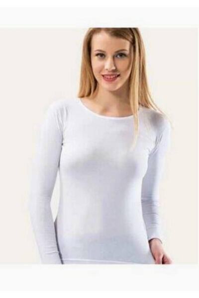 KOTA İÇ GİYİM Kota White Long Sleeve Basic Women's Bodysuit New Season (3 Eco...