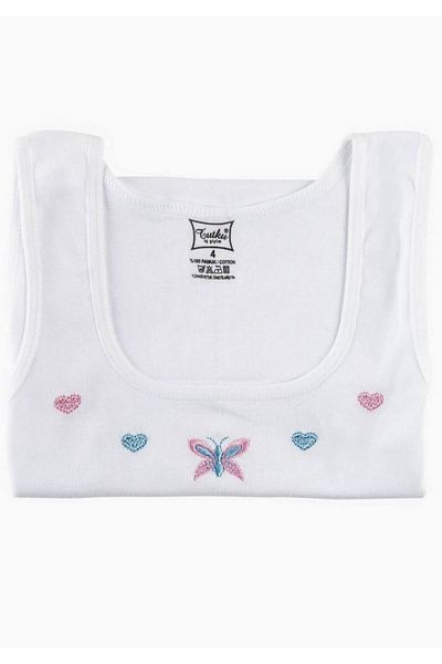 Tutku Tricou pentru fete, alb, 100% bumbac, cu bretele, sezon nou (pachet economic de 12 piese)