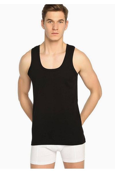 Tutku Ανδρικό Μαύρο 6 Πακέτο Rib Sports Tank Top Νέα σεζόν