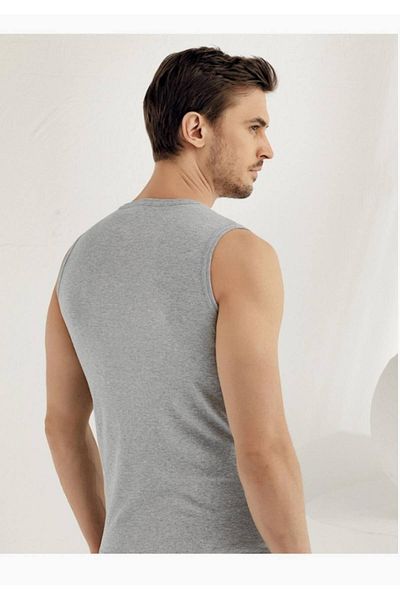 Şahinler Men's Gray Zero Sleeve V-Neck Undershirt M Gr New Season (6 Pieces Economic Package)