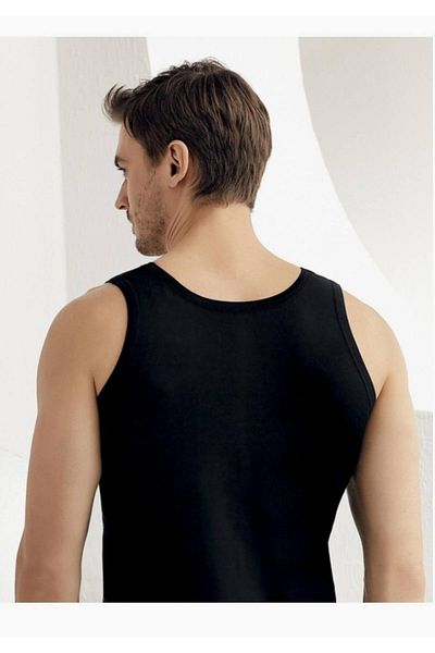 Şahinler Men's Black Wide Strap Undershirt M Sh New Season (6 Pieces Economical Package)