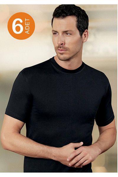 Şahinler Men's Black 6-Pack 100% Cotton Undershirt M New Season