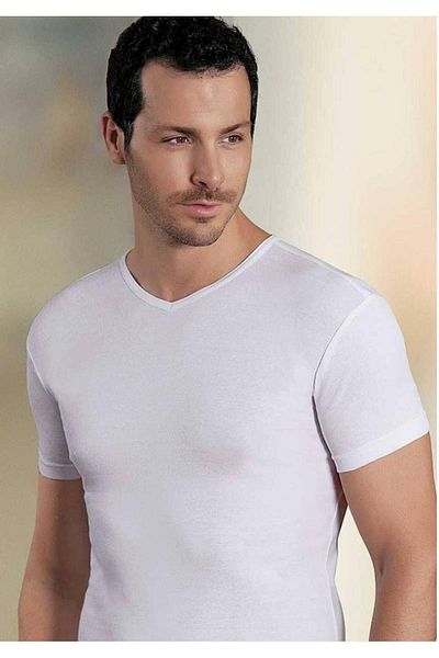 Şahinler 6 Pieces Short Sleeve V-Neck Ribbed Athlete Undershirt White M New Season