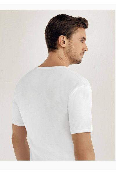 Şahinler Short Sleeve Crew Neck Ribbed Men's Undershirt White 1 New Season (6 Pieces Economical Package)