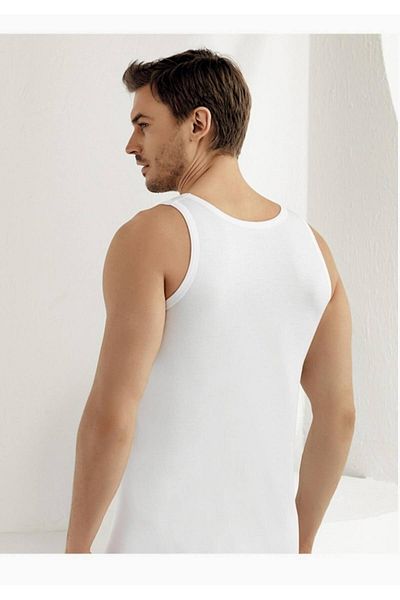 Şahinler New Season Men's White Undershirt - 100% Cotton, 12 Economic Packs