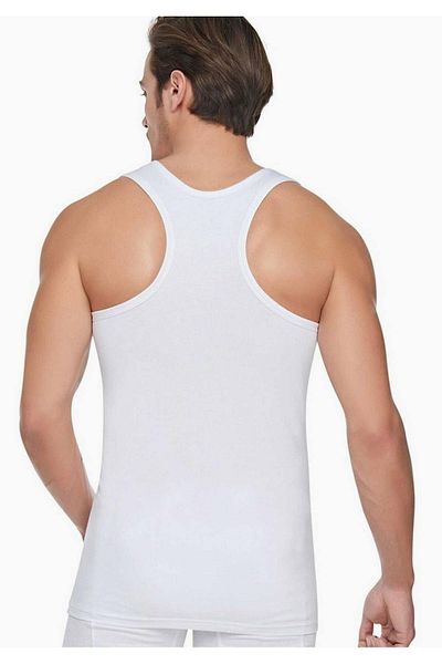 Tutku New Season Men's White 3-Pack Cotton Ribbed Athlete Tank Top