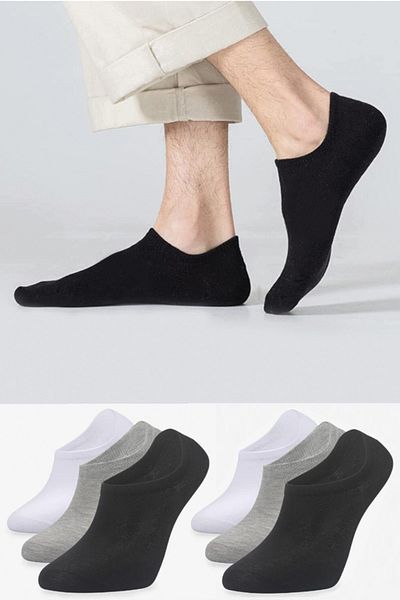 MEM SOCKS Комплект от 6 силиконови безшевни бамбукови чорапи тип „маратонки“ (невидими)